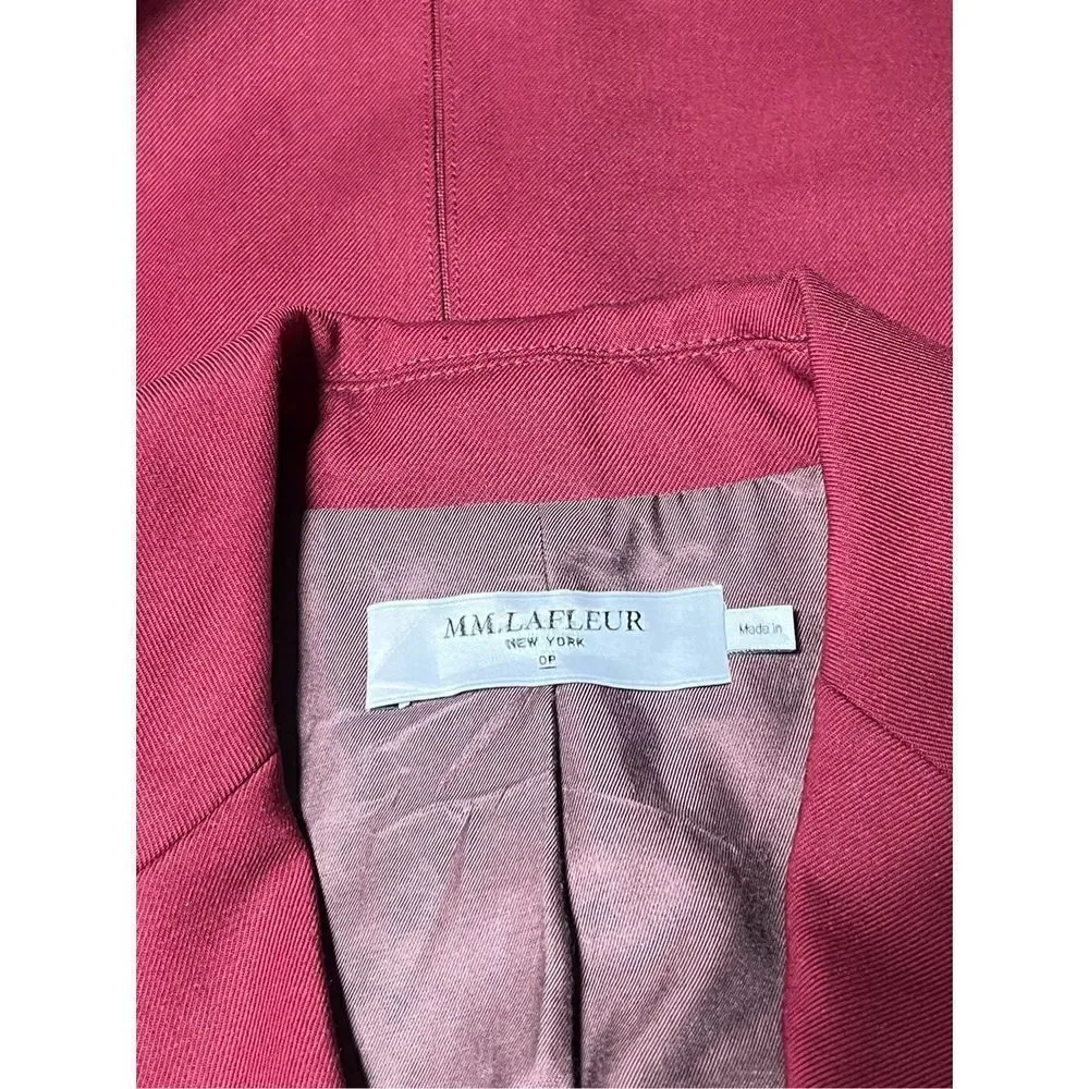 MM Lafleur Burnt Red Tailored Wool Blazer Suit Jacket Size 0 Petite